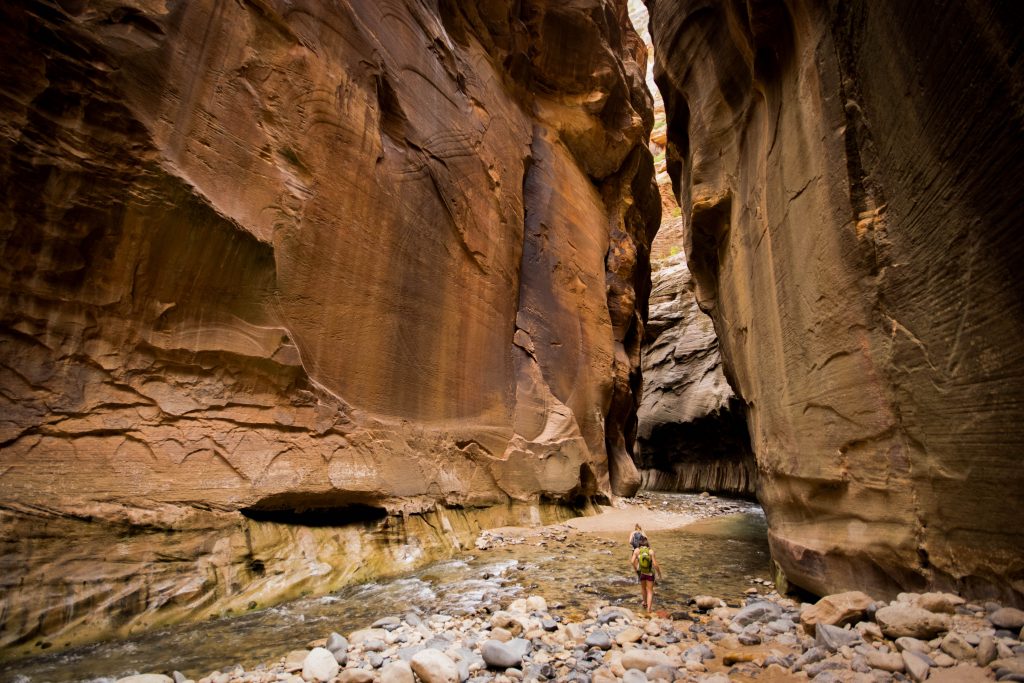 The Narrows trail at Zion National Park